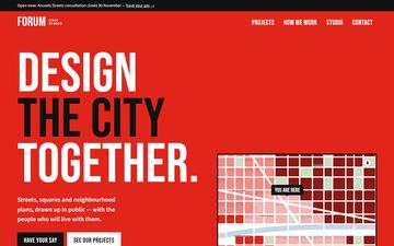 Agora — Civic bold — red/white, poster type