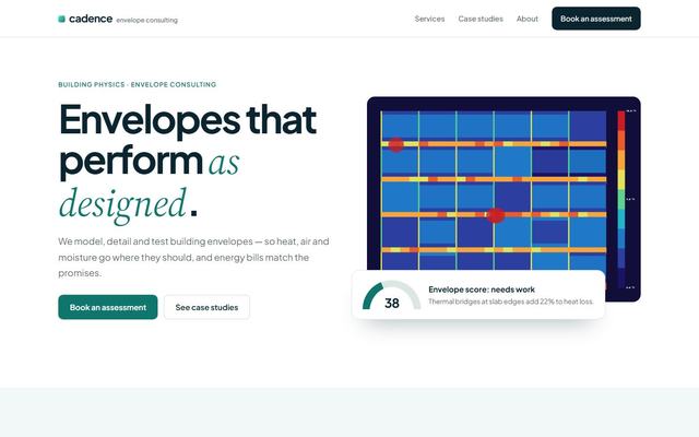Envelope — Home page, first screen on desktop