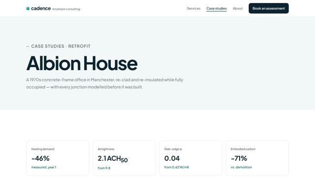 Envelope — Case study page, first screen on desktop