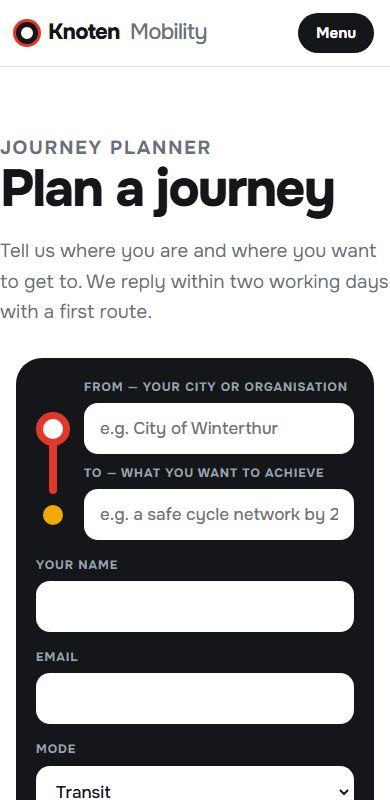 Isochrone — Contact page on a phone