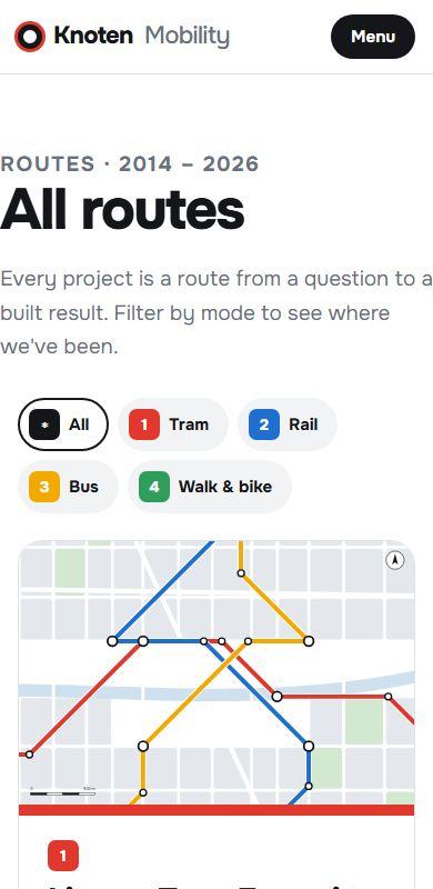 Isochrone — Projects page on a phone