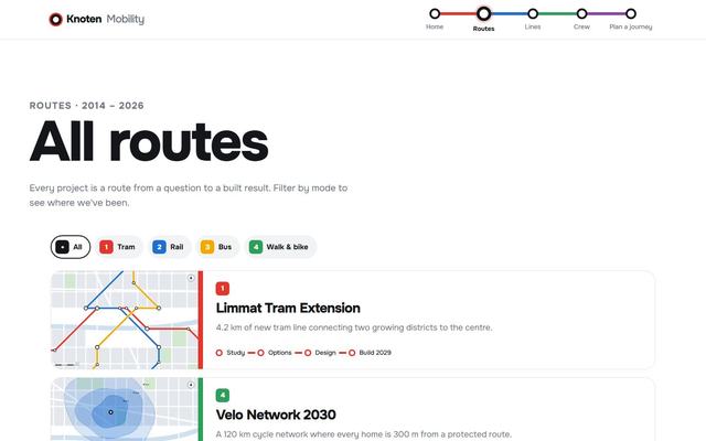 Isochrone — Projects page, first screen on desktop