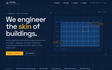 Mullion — Blueprint technical — navy, cyan linework, drawing title block