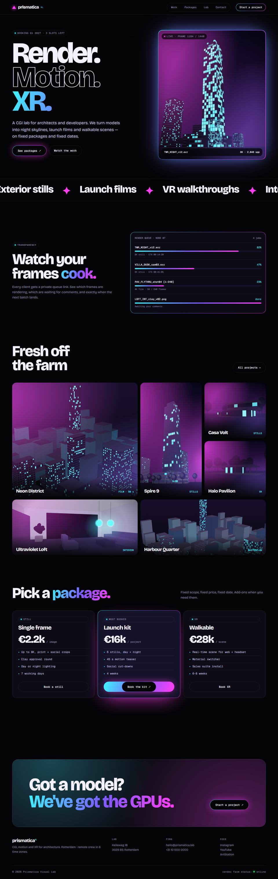 The full Prism home page on a 1440 px desktop screen