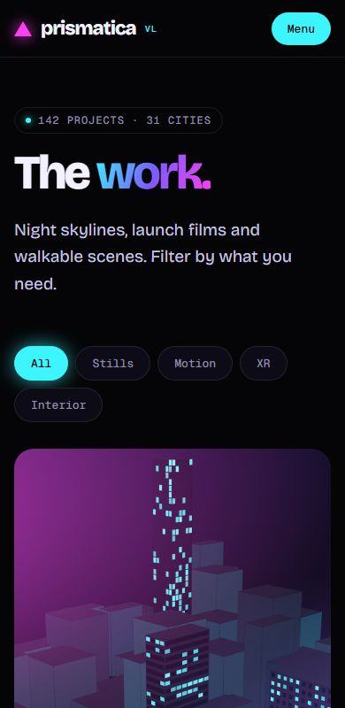 Prism — Projects page on a phone