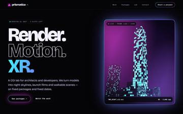 Prism — Neon gradients on black, bold type